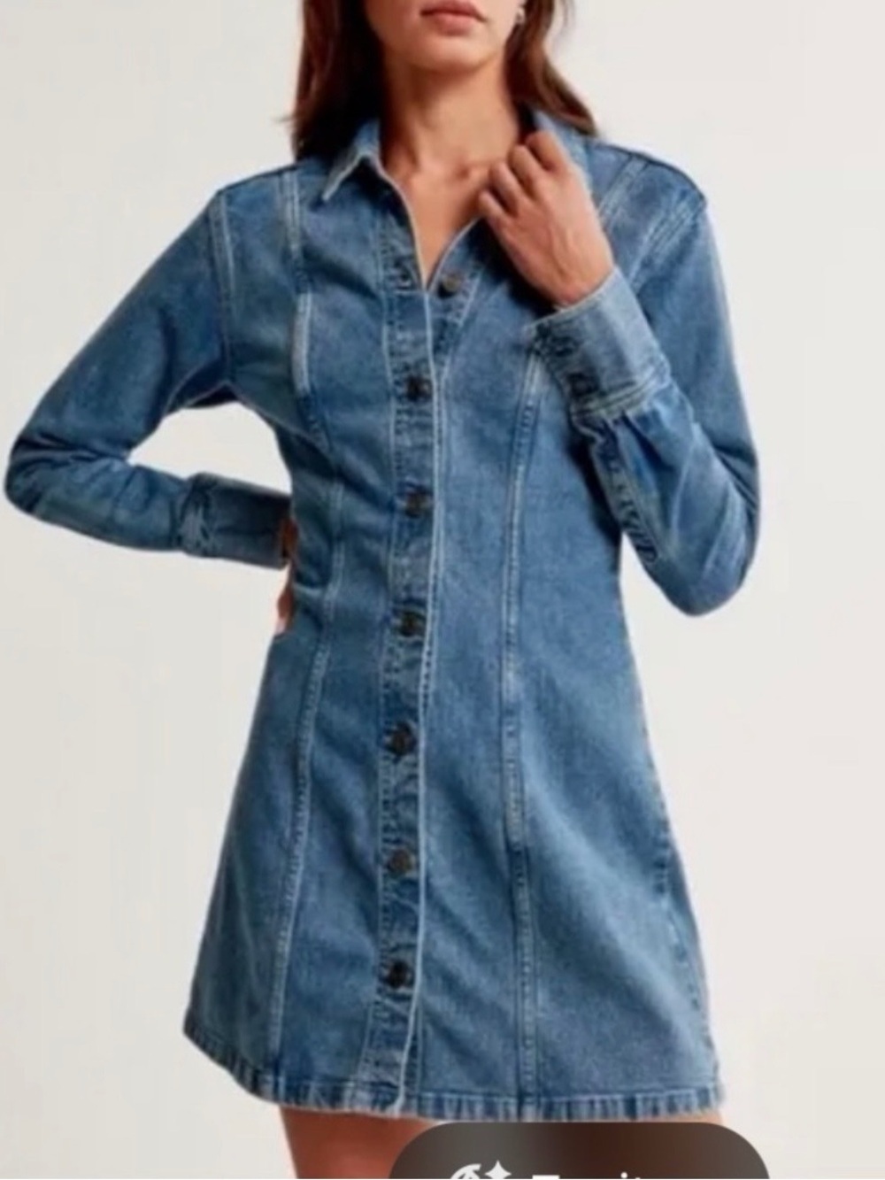NWT Abercrombie & Fitch Medium Blue Denim Button-Front Long Sleeve Dress